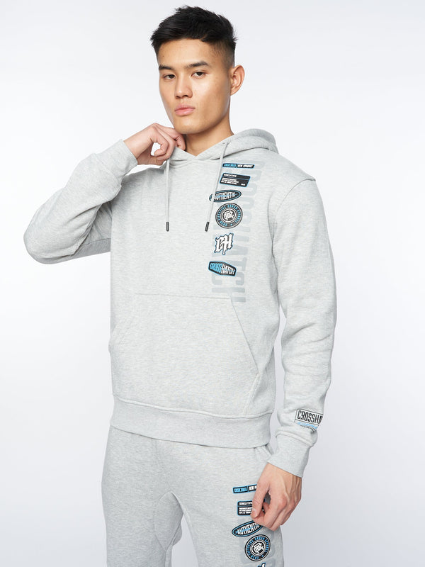 Crosshatch Pepperhill Hoodie Light Grey Marl
