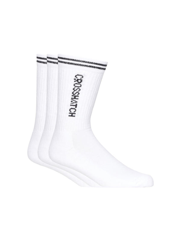 Crosshatch Peppy Sports Socks 3pk White