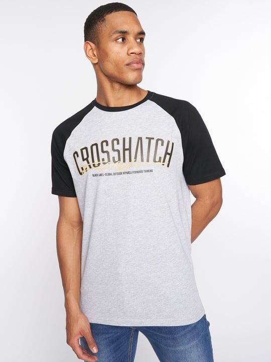 Crosshatch Plotmar T-Shirt Black/Light Grey Marl