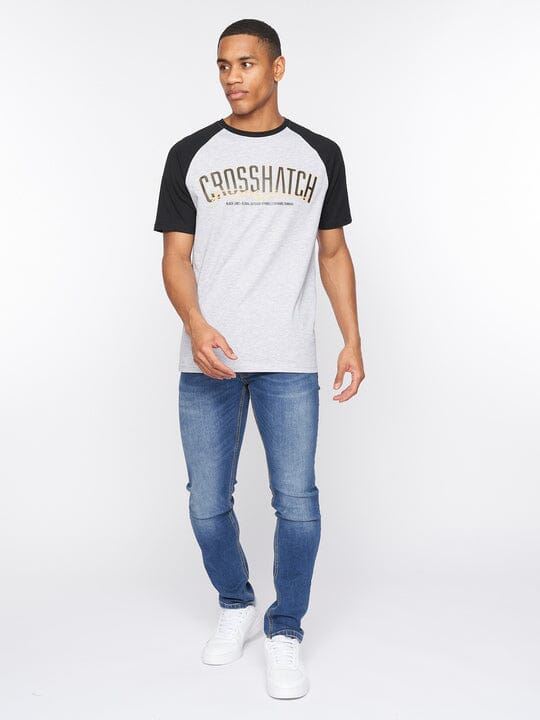 Crosshatch Plotmar T-Shirt Black/Light Grey Marl