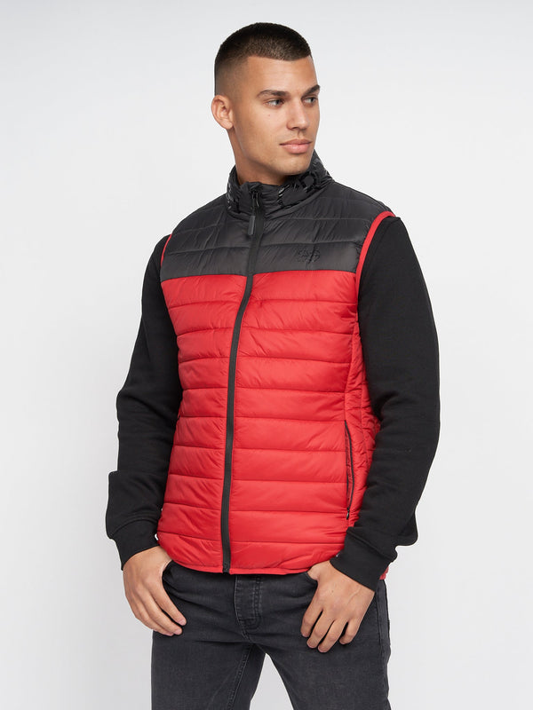 crosshatch Presnell High Neck Gilet Red