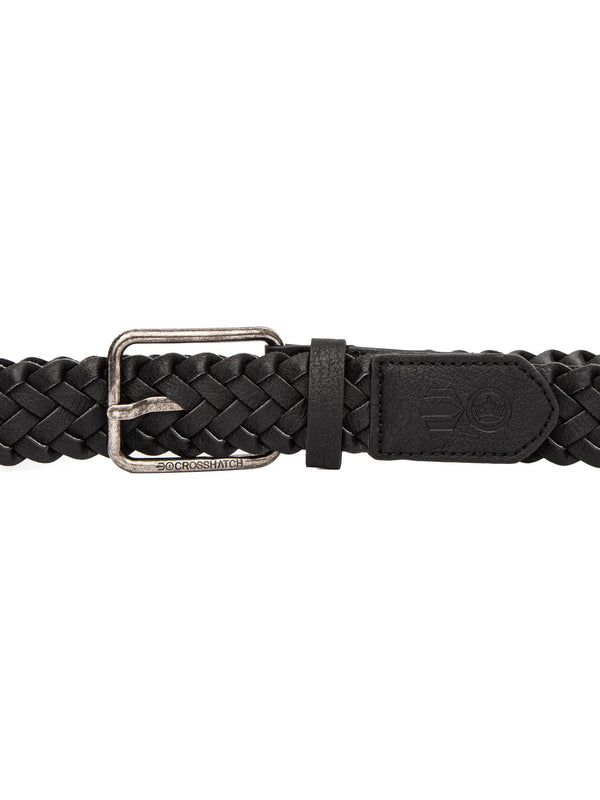 Crosshatch Pretzel Woven Belt Black