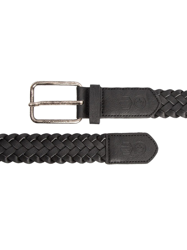Crosshatch Pretzel Woven Belt Black