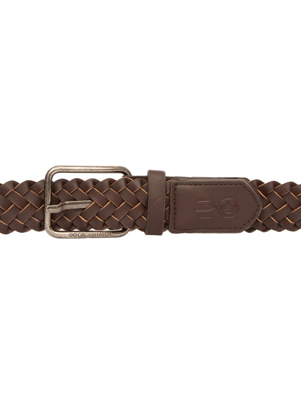 Crosshatch Pretzel Woven Belt Brown