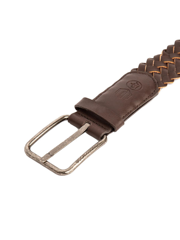 Crosshatch Pretzel Woven Belt Brown