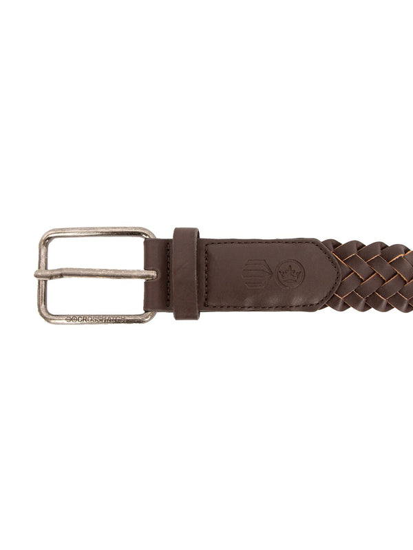 Crosshatch Pretzel Woven Belt Brown