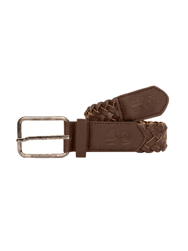 crosshatch Pretzel Woven Belt Brown