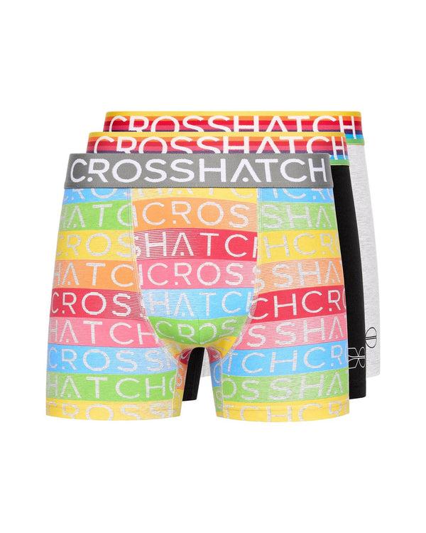 crosshatch Rainbow Mix Boxers 3pk Black Mix