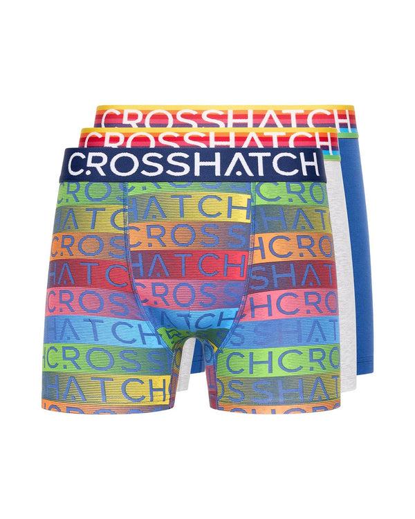 crosshatch Rainbow Mix Boxers 3pk Grey Mix