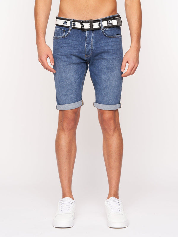 Crosshatch Reestier Denim Shorts Mid Wash