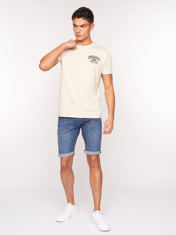 Crosshatch Reestier Denim Shorts Mid Wash