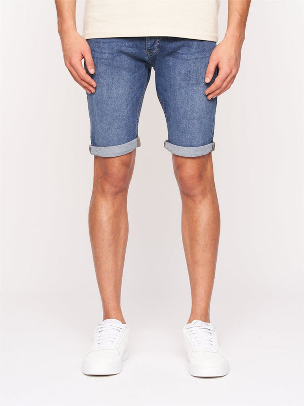 crosshatch Reestier Denim Shorts Mid Wash