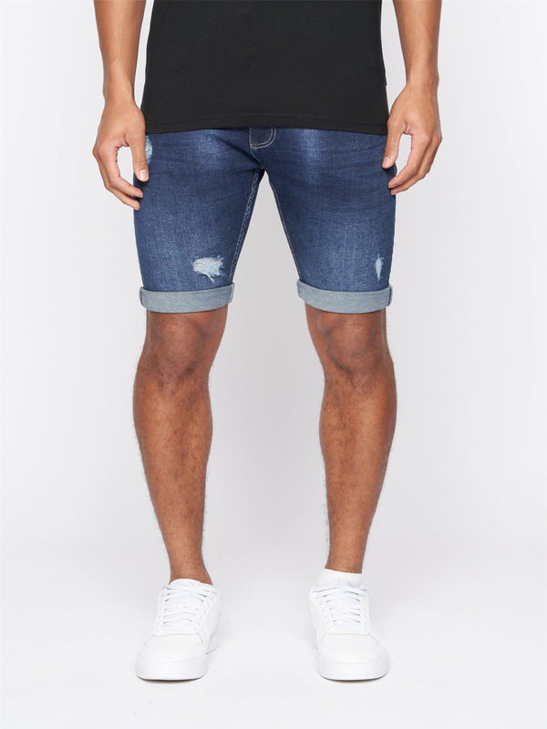 crosshatch Riptrey Abraised Denim Shorts Dark Wash