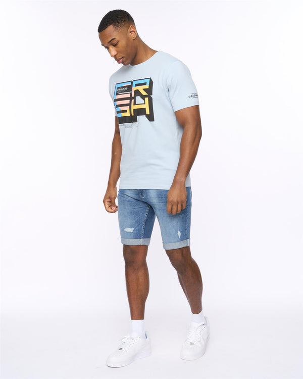Crosshatch Riptrey Abraised Denim Shorts Mid Wash
