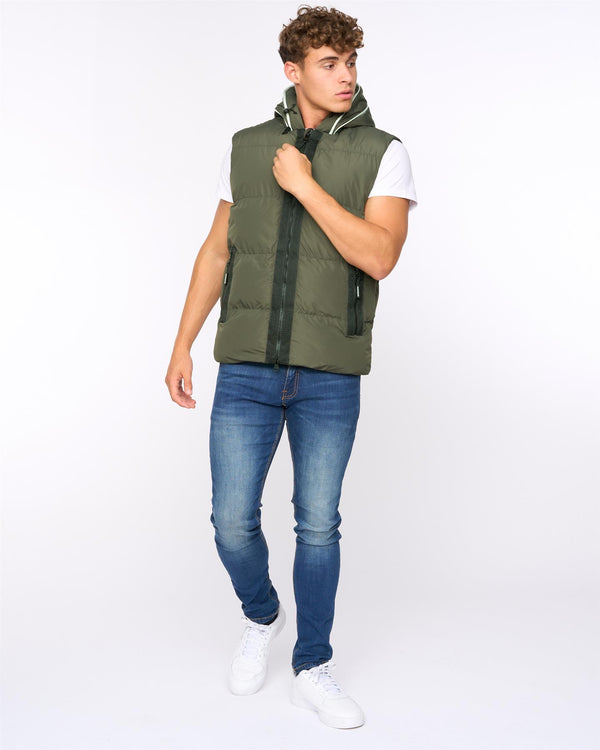 Crosshatch Sandbox Hooded Gilet Olive