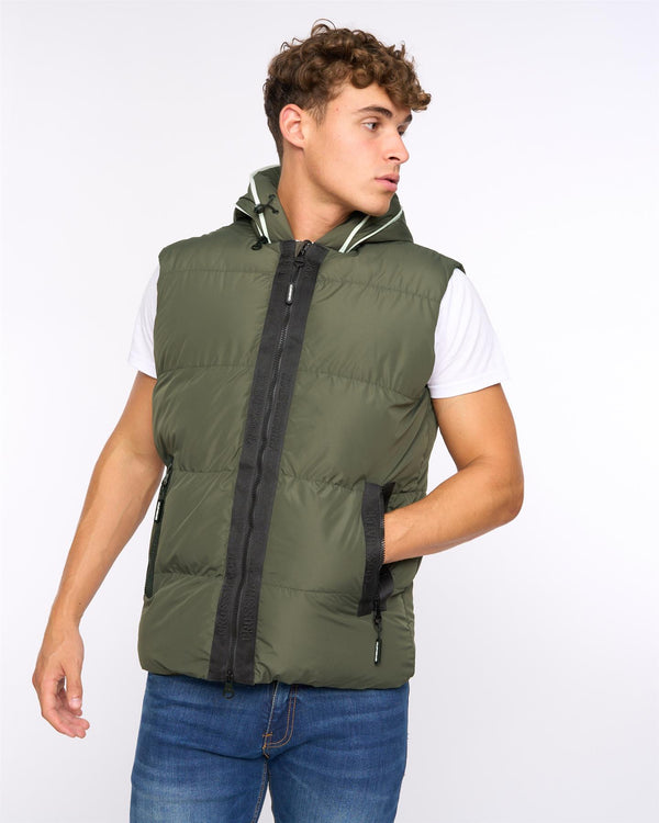 Crosshatch Sandbox Hooded Gilet Olive