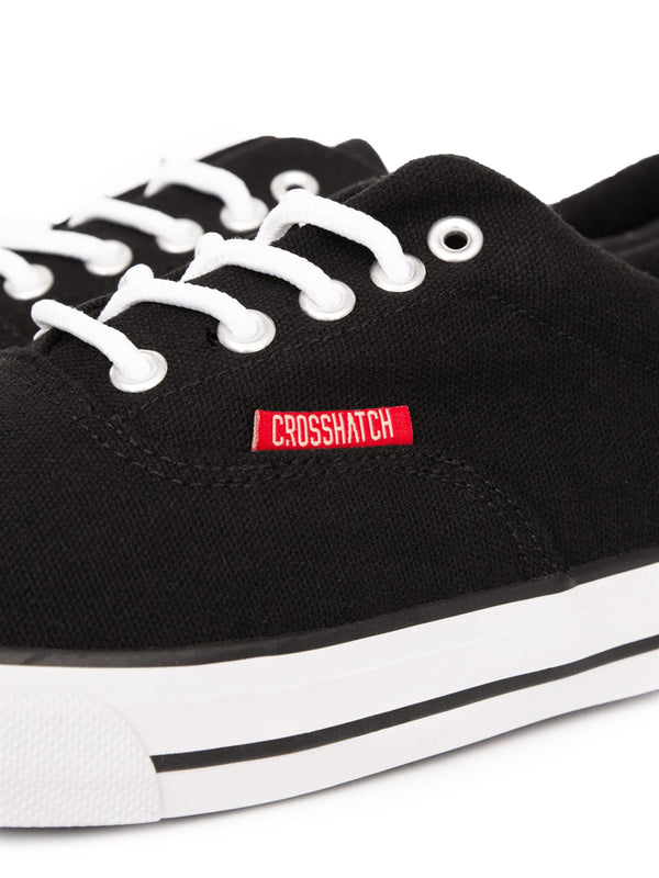 Crosshatch Skywalk Canvas Pumps Black