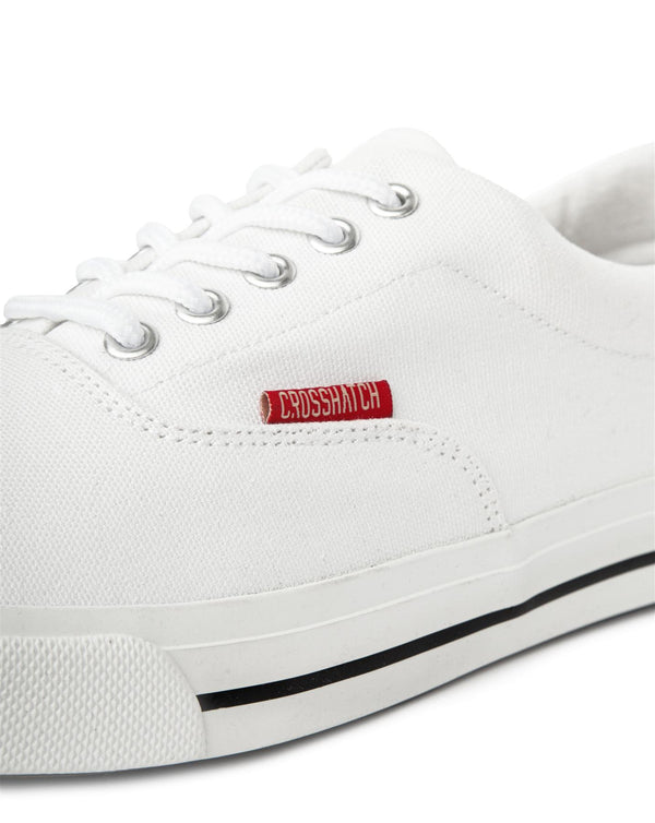 Crosshatch Skywalk Canvas Pumps White