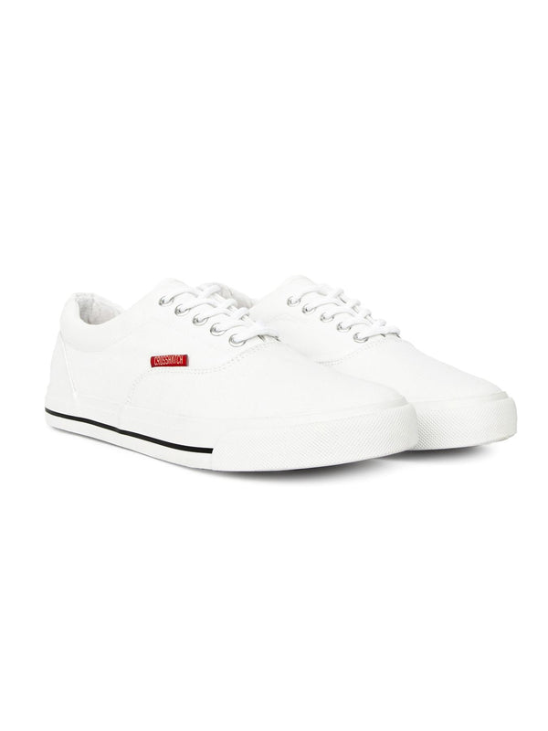 crosshatch Skywalk Canvas Pumps White