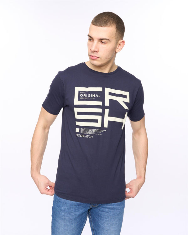 crosshatch Squarebox T-Shirt Navy