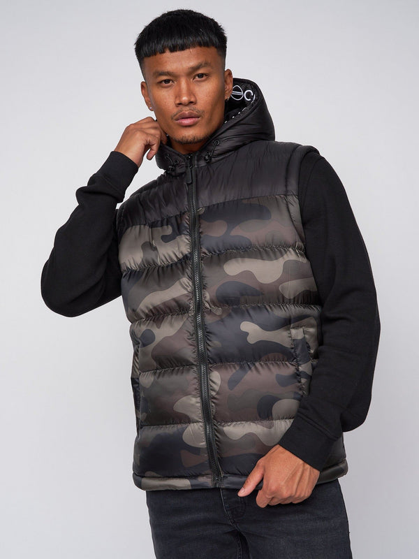 crosshatch Stanfield Hooded Gilet Forest Camo