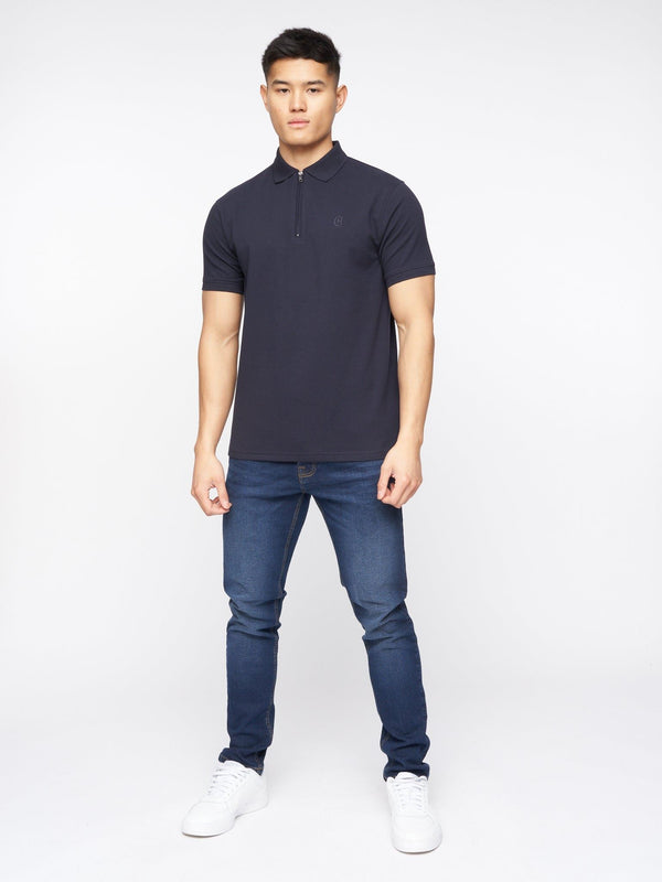 Crosshatch Telepart Zip Polo Navy