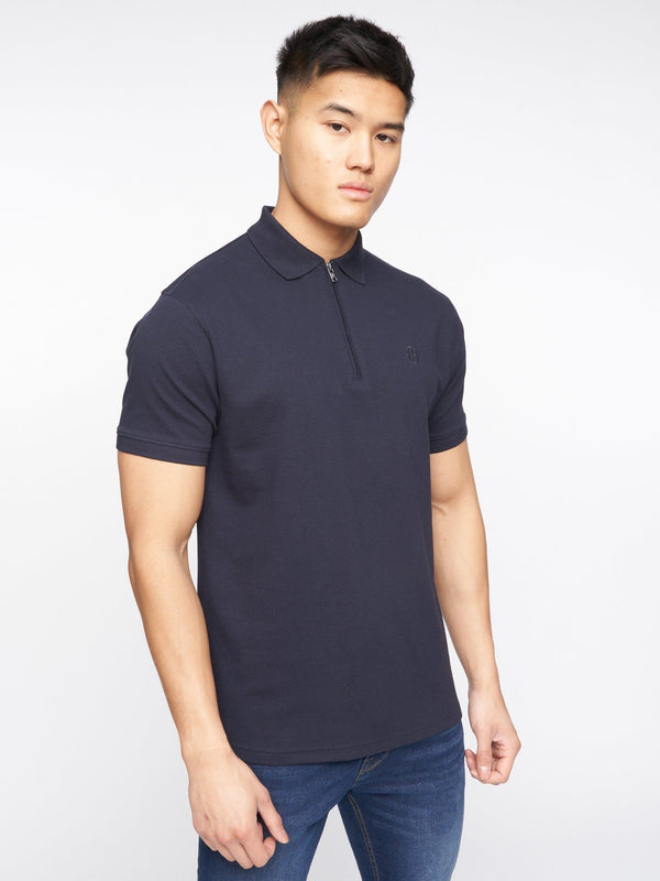 Crosshatch Telepart Zip Polo Navy