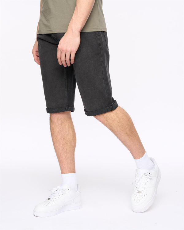 Crosshatch Tillforth Denim Shorts Black Wash