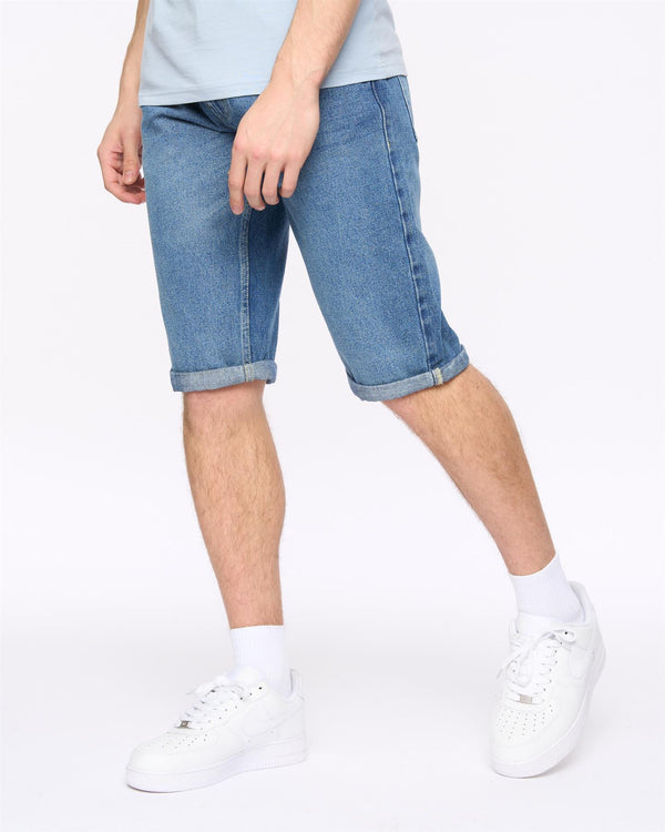 Crosshatch Tillforth Denim Shorts Stone Wash