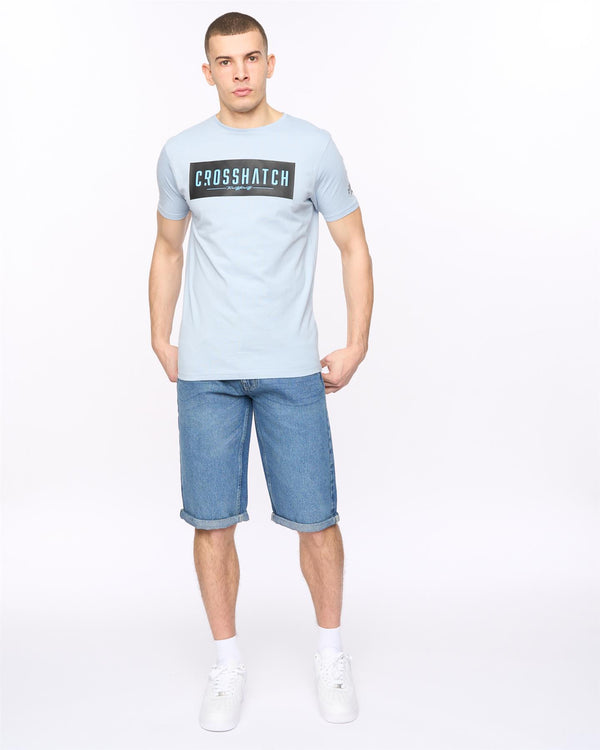 Crosshatch Tillforth Denim Shorts Stone Wash