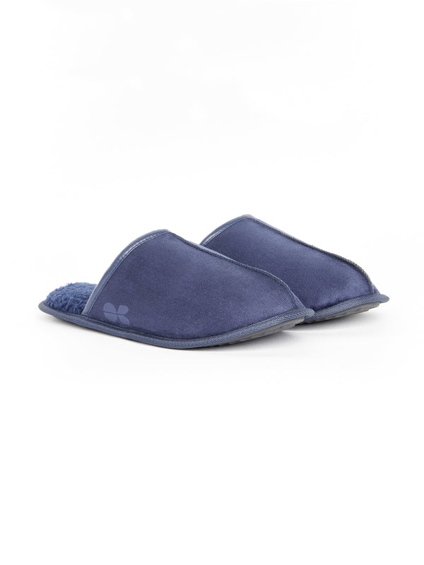 crosshatch Tinuviel Fur Slipper Mule Navy