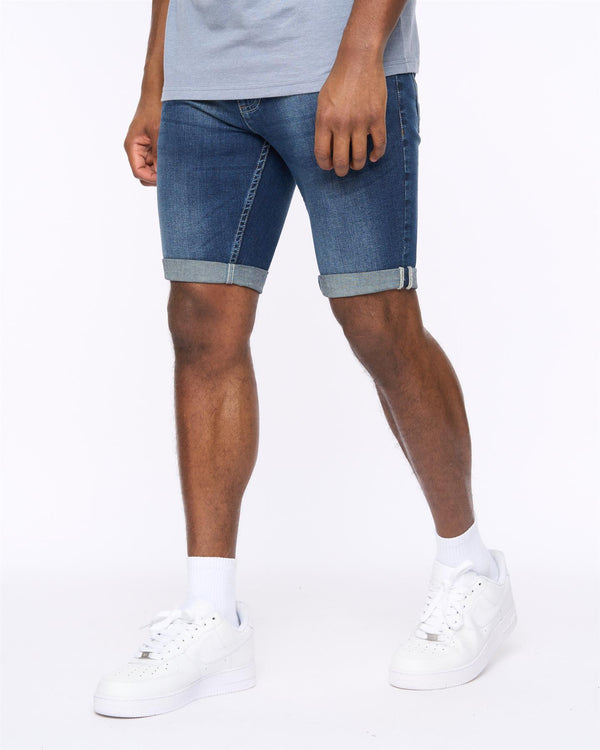 Crosshatch Tonwin Embossed Denim Shorts Dark Wash