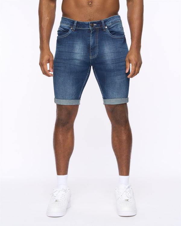 Crosshatch Tonwin Embossed Denim Shorts Dark Wash
