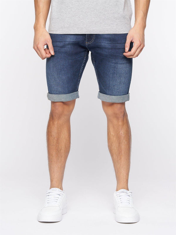 crosshatch Tonwin Embossed Denim Shorts Dark Wash