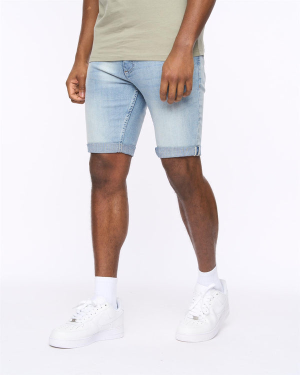 Crosshatch Tonwin Embossed Denim Shorts Light Wash