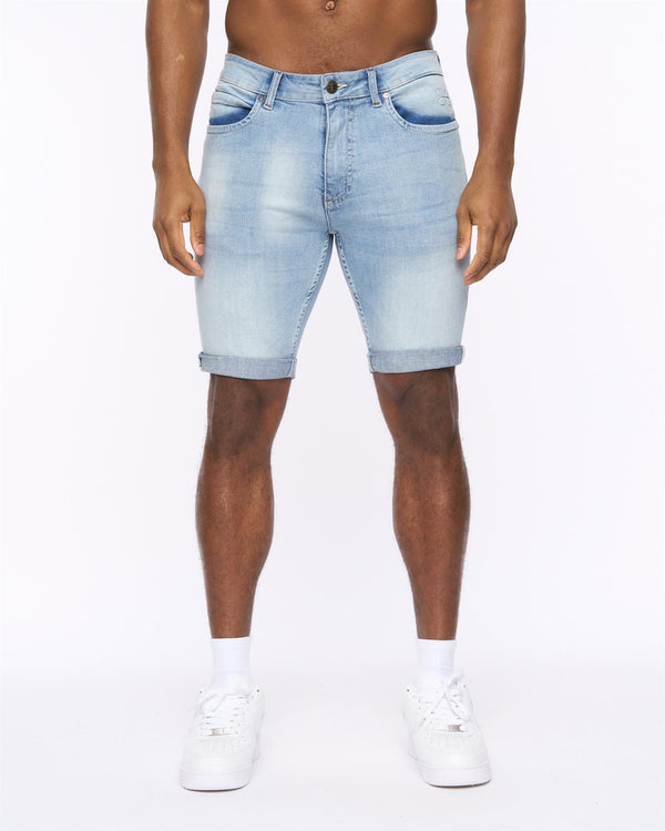 Crosshatch Tonwin Embossed Denim Shorts Light Wash