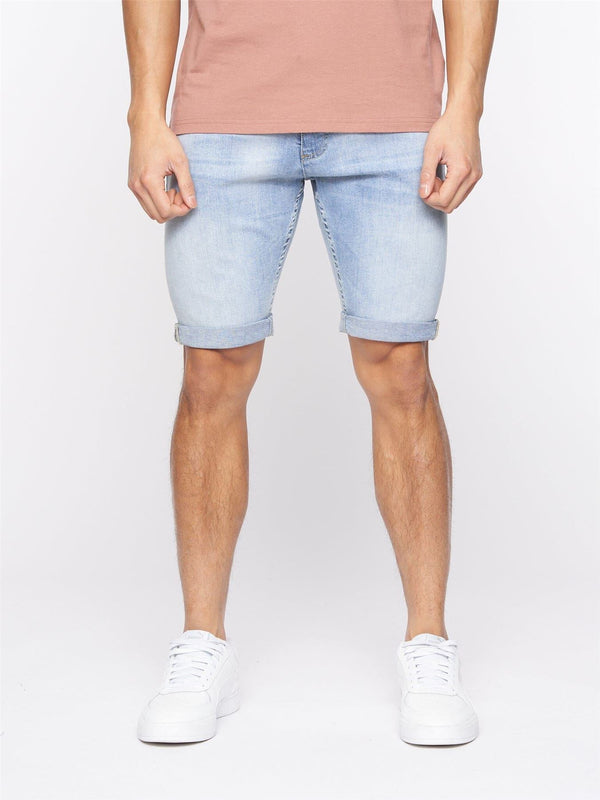 crosshatch Tonwin Embossed Denim Shorts Light Wash