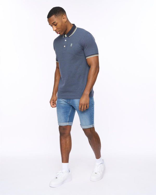 Crosshatch Tonwin Embossed Denim Shorts Mid Wash