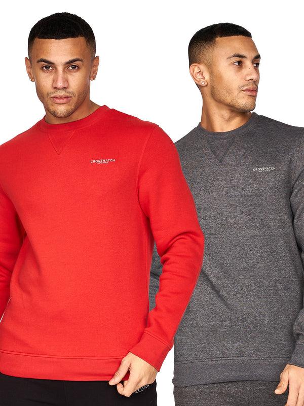 crosshatch Traymax Crew Sweat 2pk Red/Charcoal