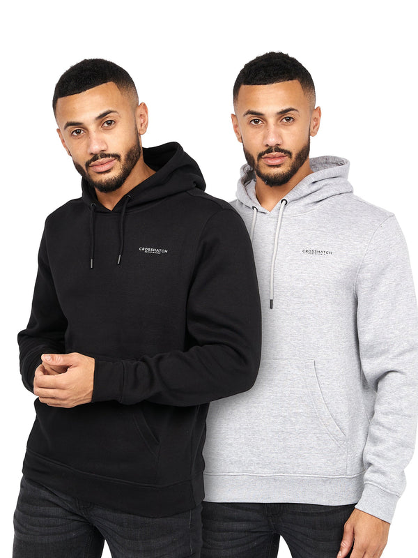crosshatch Traymax Hoodie 2pk Black/Grey Marl