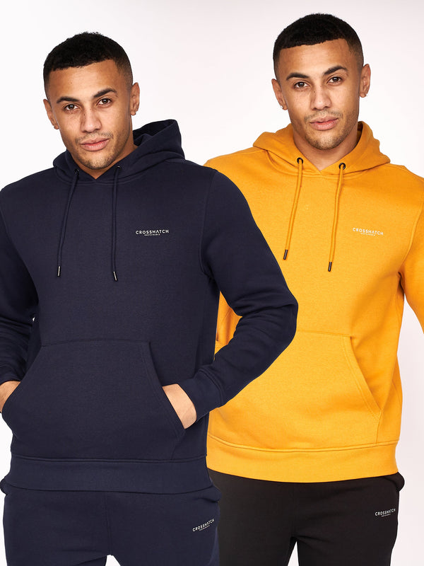 crosshatch Traymax Hoodie 2pk Navy/Mustard