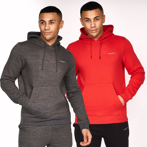 crosshatch Traymax Hoodie 2pk Red/Charcoal