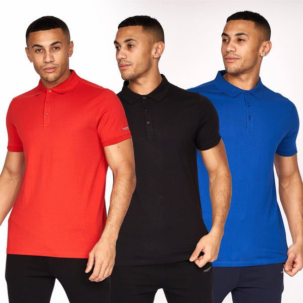 crosshatch Traymax Polo 3pk Black/Blue/Red