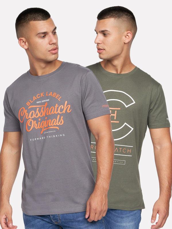 crosshatch Univarsity T-Shirt 2pk Olive/Grey