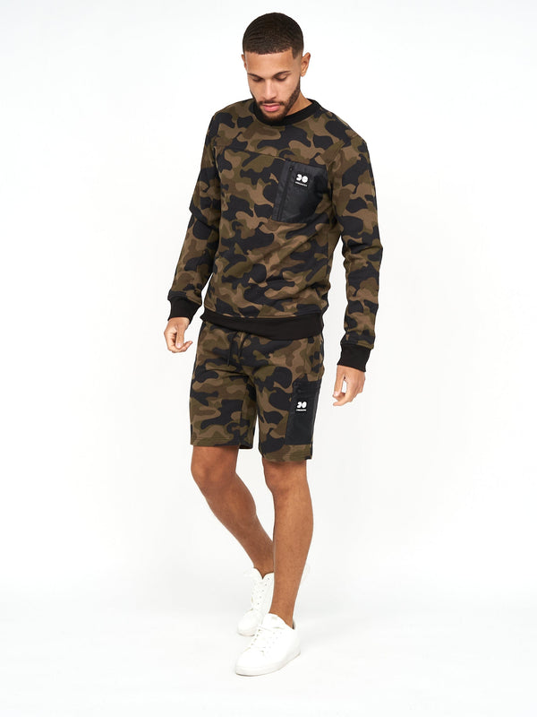 Crosshatch Velmax Crew Sweat Forest Camo