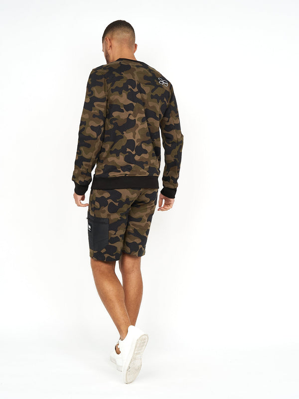 Crosshatch Velmax Crew Sweat Forest Camo