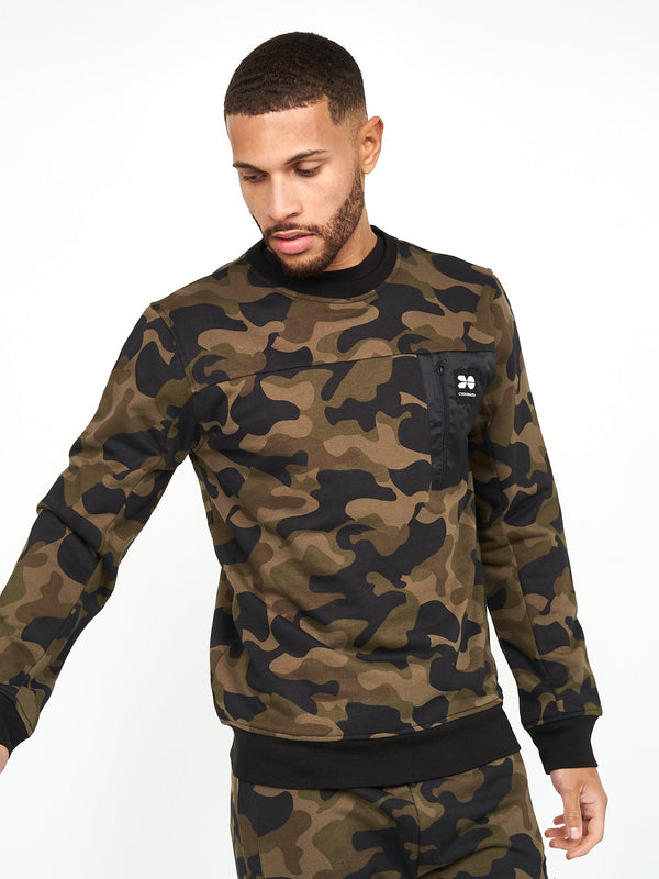 crosshatch Velmax Crew Sweat Forest Camo