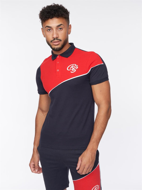 Crosshatch Ventamoore Polo/Shorts Set Navy/Red