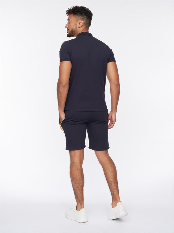 Crosshatch Ventamoore Polo/Shorts Set Navy/Yellow