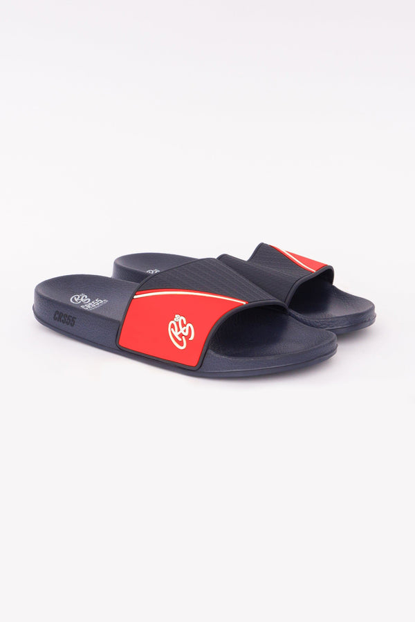 crosshatch Ventamoore Sliders Navy/Red